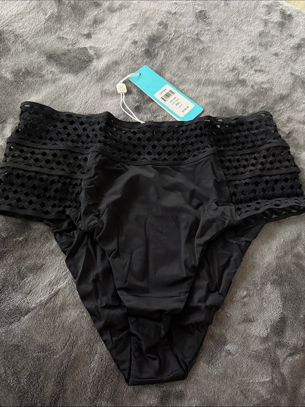 Beach Bunny Black High-Waist Crochet Bikini Bottoms